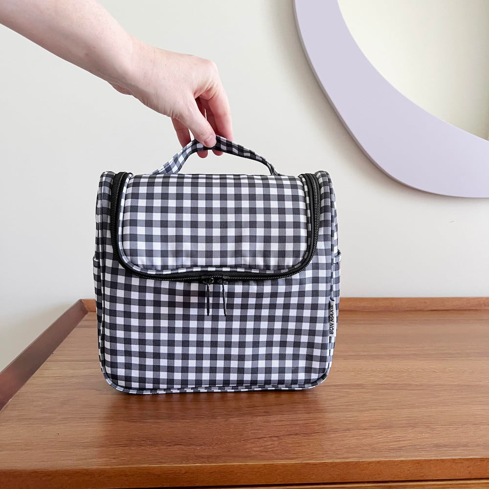 Bon Voyage Travel Toiletry Bag -- Black Gingham