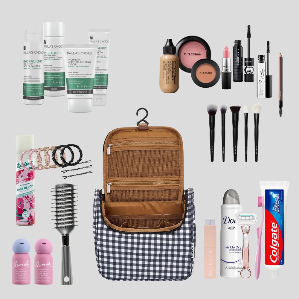 Bon Voyage Travel Toiletry Bag -- Black Houndstooth